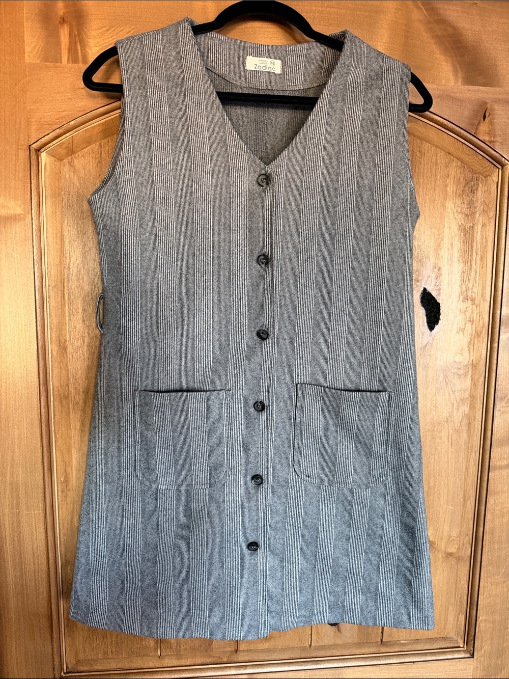 Gray Patterned Button-Front Vest